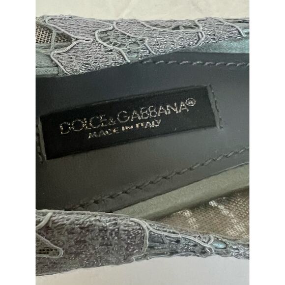 Dolce & Gabbana Taormina Lace Crystal Embellished Pointy Toe Low Heel Pumps 6.5 - Picture 13 of 14